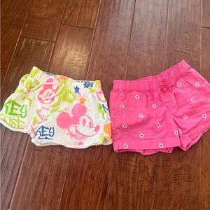 Disney Kids Pink and Multicolor Shorts Set
